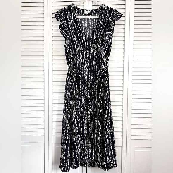 Whistles Savannah Print Wrap Dress Abstract Polka Dots Navy White Costal Size 10 - Picture 15 of 15
